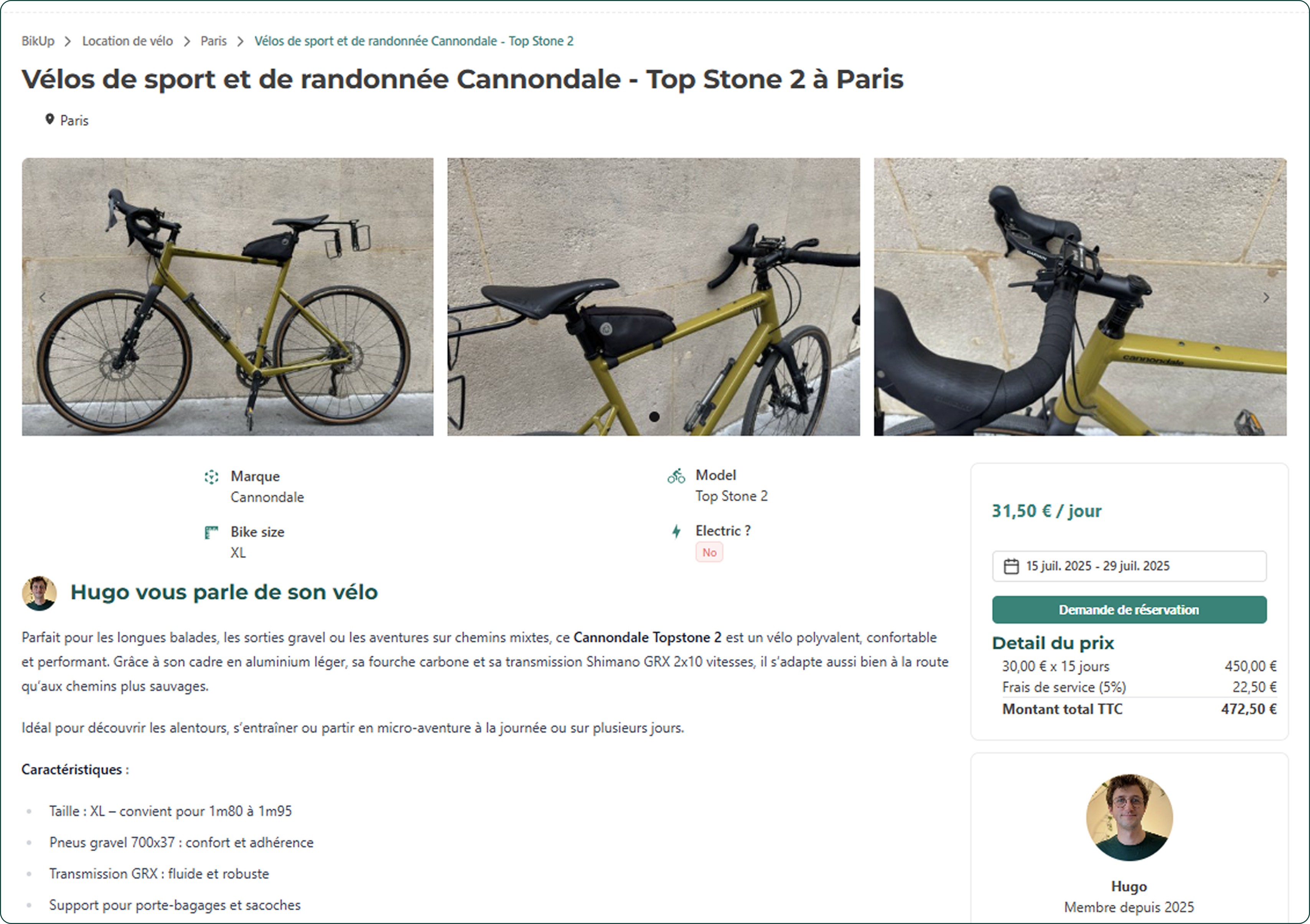 Annonce de vélo sur BikUp