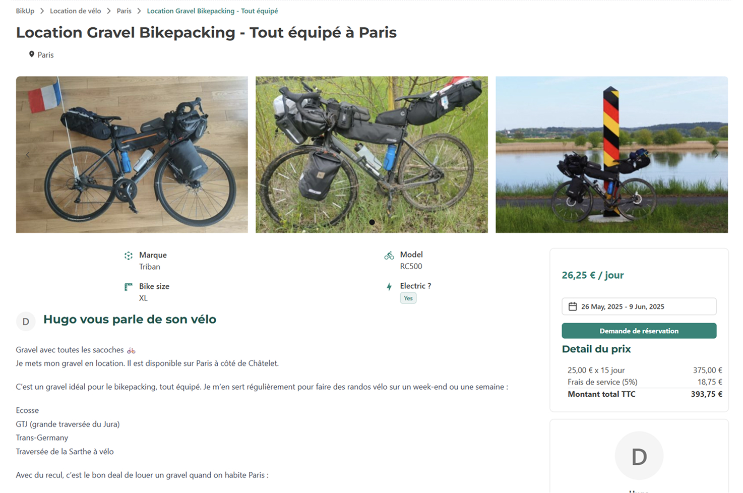 Annonce location de vélo